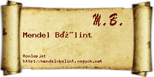 Mendel Bálint névjegykártya